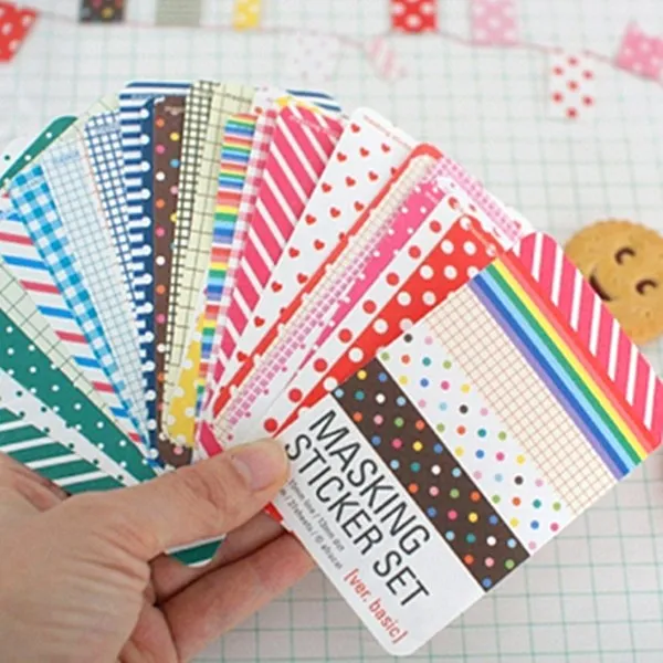 27 Sheets Korea Pretty Sticker , Cute Masking Sticker Set - Sticker Paper Colorful Paper Tape