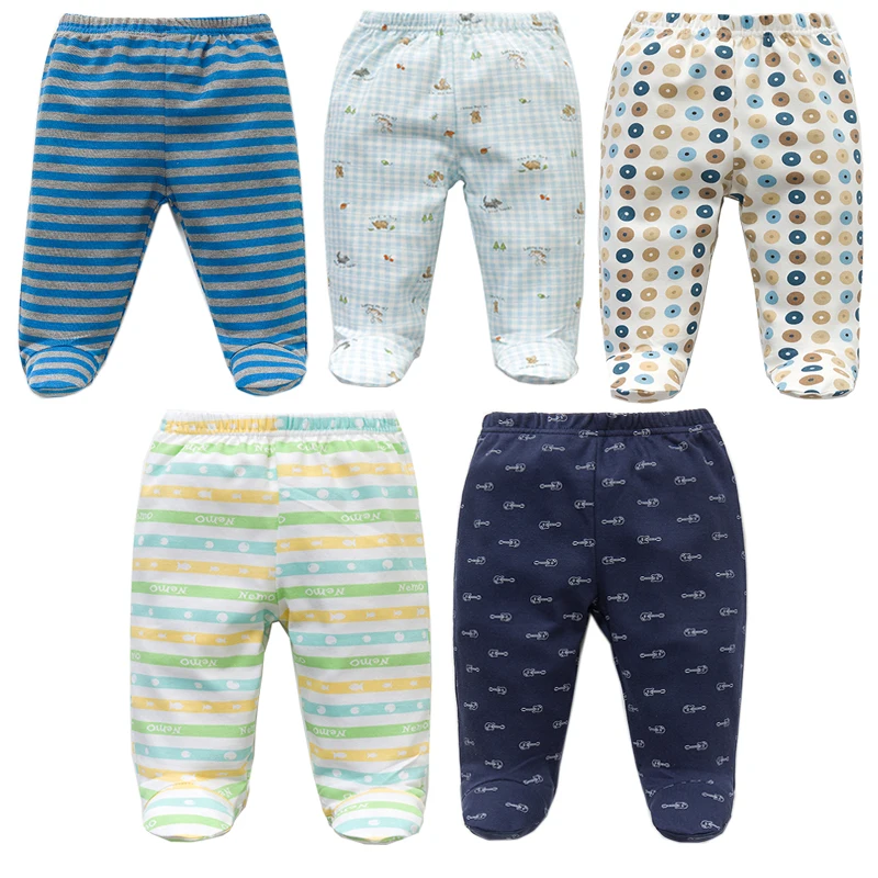 Buy 5PCS Unisex Cotton Spring Autumn Footed Baby Pants