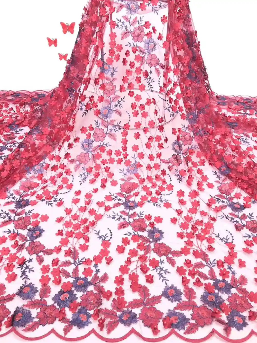 

Factory offers Hot sales 2019latest3D Applique African French net lace fabric for Ghanaian Weddings Dresses NX3e4r