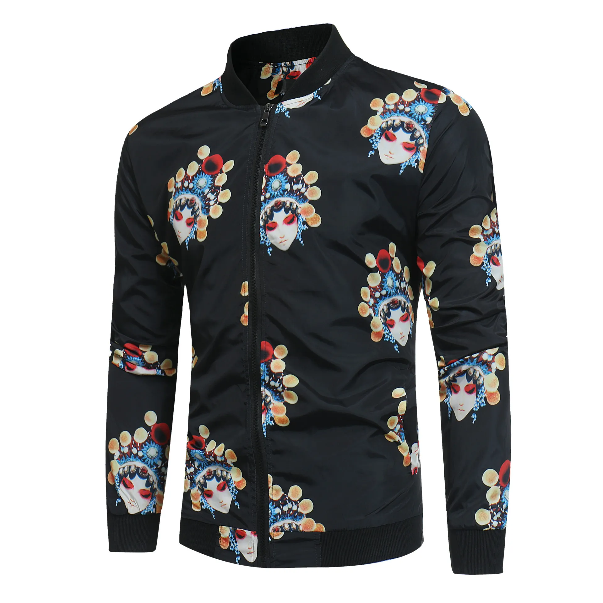 

Men's facial print stand-up collar jacket coat in new autumn/winter 2019