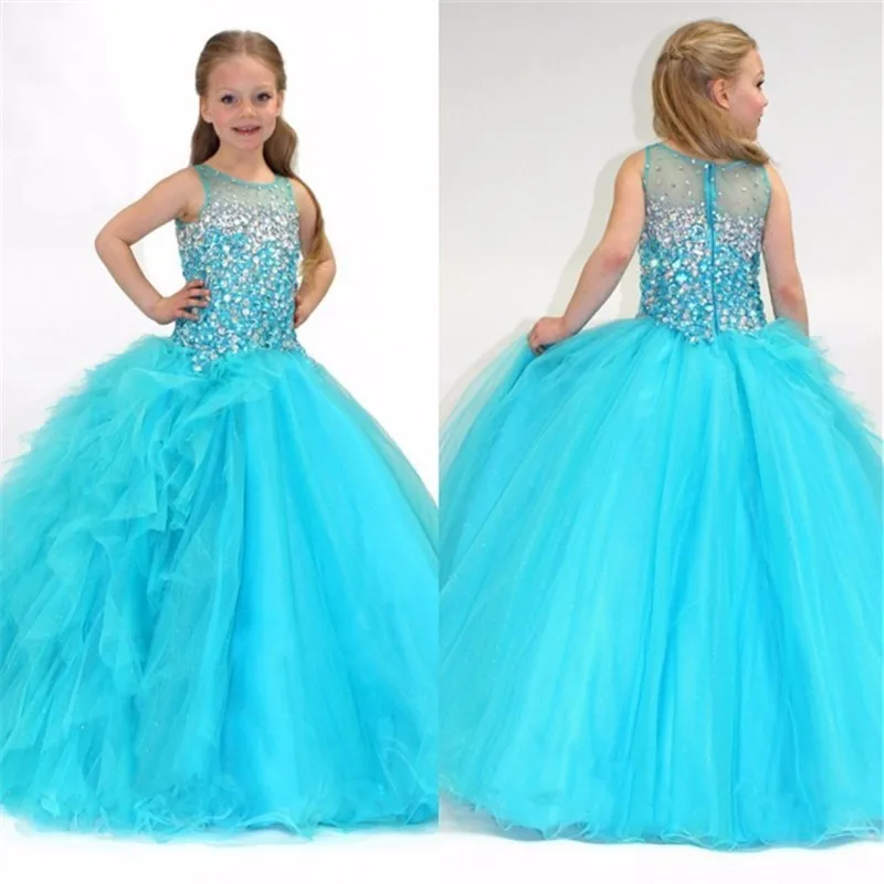 2016-Top-Kids-Communion-Dress-For-Gilrs-Scoop-Sequined-Ball-Gown-Blue-Flower-Girl-Dresses-For