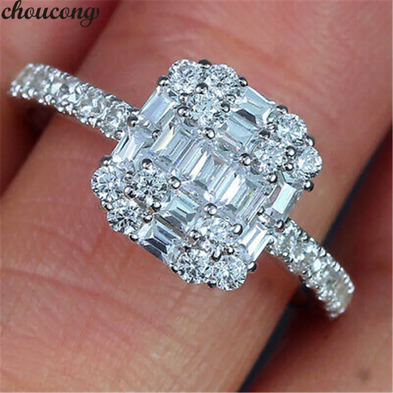 Choucong элегантное женское обручальное кольцо из стерлингового серебра 925 пробы T форма AAAAA cz обручальное кольцо для женщин Свадебные украшения