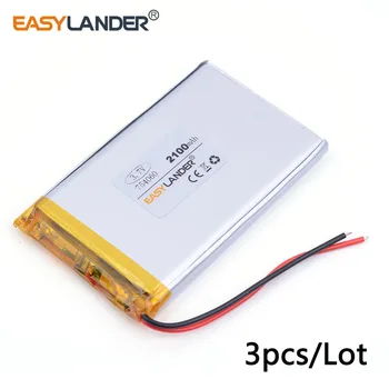 

3pcs/Lot 754060 2100MAH 3.7V Bluetooth stereo mobile power polymer lithium battery For MP4 E-book tablet pc Vedio Game GPS DVR