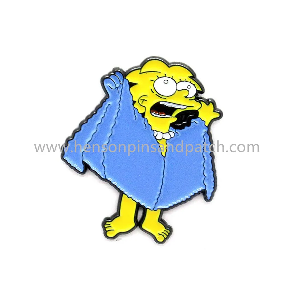 

1.5 inch 2pcs retail and stock dye black metal soft enamel cartoon pin badge