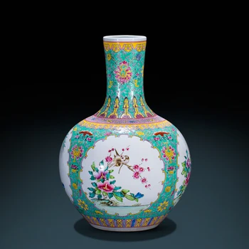 

Jingdezhen Porcelain vase Antique Pastel Landing Large Vase Decoration New Chinese Living Room Decoration Porch ceramic vase