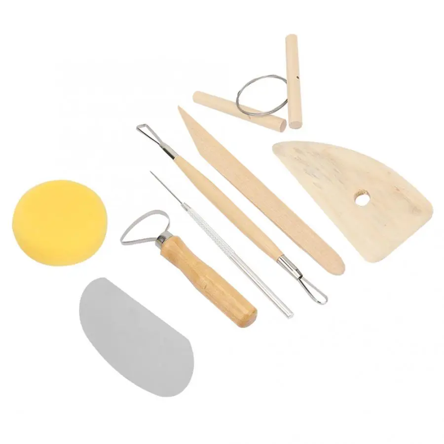 8 шт. набор инструментов для художественной керамики, набор инструментов для вылепки из глины с деревянной ручкой, глина для сглаживания воска, инструмент для вырезания керамики