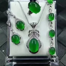 925 Silver Fine Jewelry Women Jewelry Certificate Natural Jade Medullary Ring Pendant Earrings Bracelet Jewelry Sets 925 Silver Fine Jewelry Women Jewelry Certificate Natural Jade Medullary Ring Pendant Earrings Bracelet Jewelry Sets