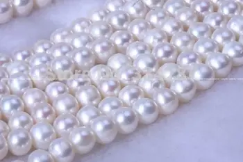 

Free shipping wholesales Genuine Freshwater Natural white 5 strands A+ 8.5-9mm round Necklace Loose beads