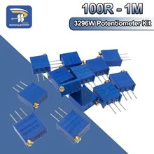 10 pièces 3296 potentiomètre Kit haute précision 3296W résistance Variable 100R -1M 200R 500R 1k 2k 5K 10K 20K 50K 100K 200k 500k