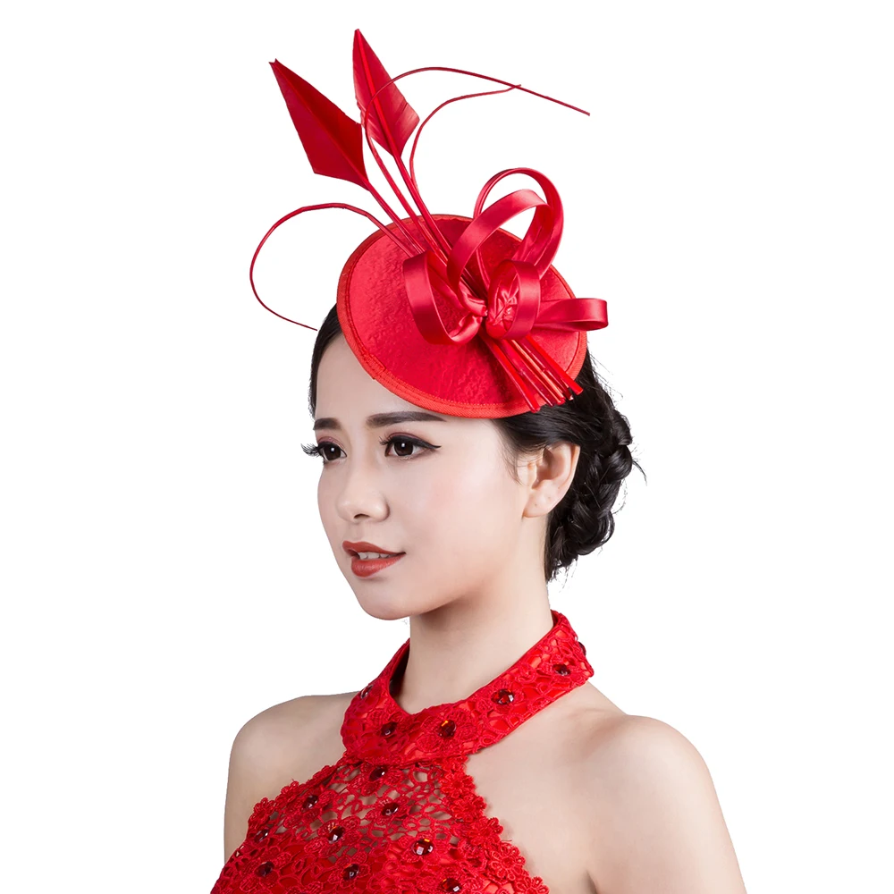 3 ألوان الزفاف إكسسوارات الشعر للمرأة خمر سيناماي fascinator زهرة Sagittate ريشة الشالات الحصان سباق هيرباند