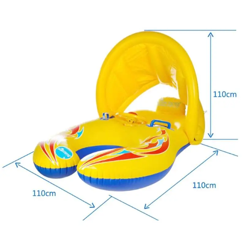 Safety Kids Summer Swimming Ring PVC Inflatable Float Seat Swim Pool Toy Adjustable Sunshade Swimming Float Boat Seat