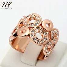 Calidad superior de Oro Rosa de Color de Moda Anillo de Bodas Redondo Hecho con AAA CZ Crystal Tamaño Llena Al Por Mayor R003