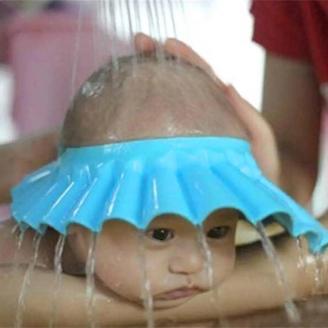 Водонепроницаемый шампунь Кепки s Купание Ванна Защитите Soft Кепки мыть голову для новорожденных душ складной регулируемая крышка Hat - Цвет: blue