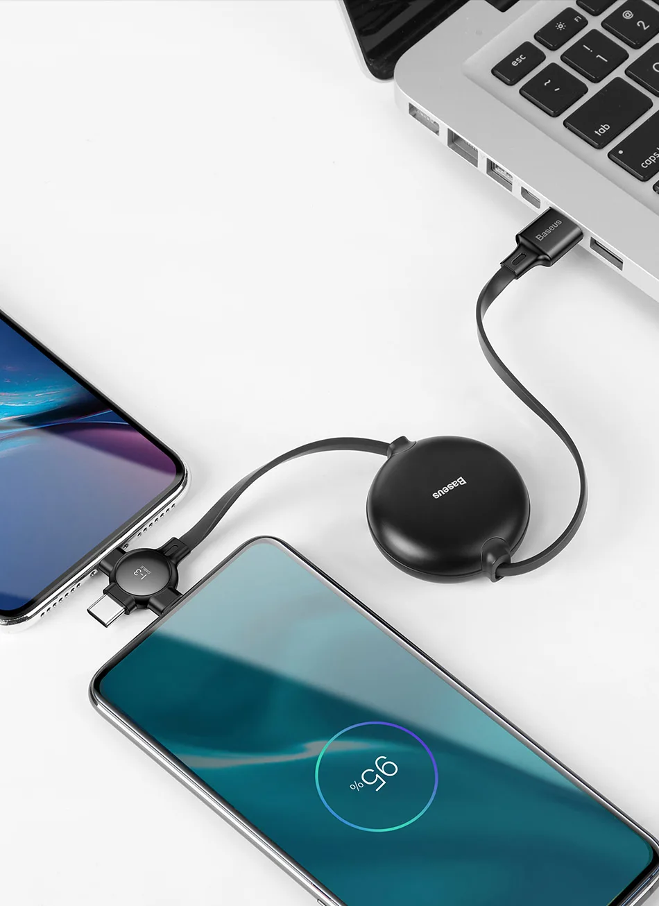 Регулируемый usb-кабель Baseus 3 в 1 для iPhone Xs Max Xr X 8 7, быстрое зарядное устройство, кабель Micro USB для samsung, кабель USB type-C