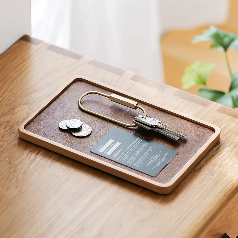 

Wooden Storage Tray Desktop Sundries Glasses Makeup Jewelry Storage Plate Doorway Key Coins Office Organizer Tools Home Decor