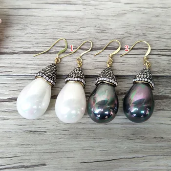 

5 Pairs Fashion Water Drop Shell Earrings With Rhinestone Crystal Dangle Hook ear Earrings Jewelry for women ER425