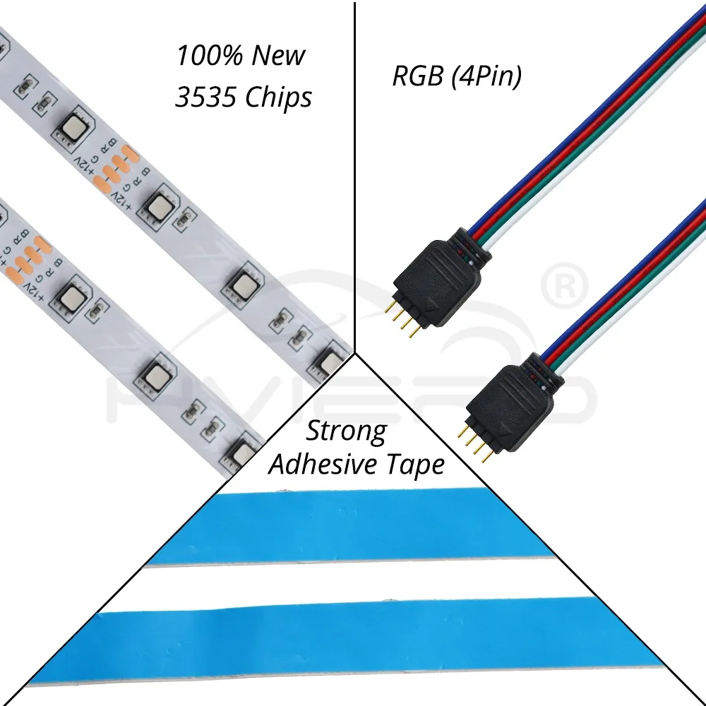 Новое поступление RGB Светодиодные ленты 3535 IP20/IP67 RGB Цвет Сменные DC12V гибкий светодиодный свет 60 Светодиодный/m 5 м/лот