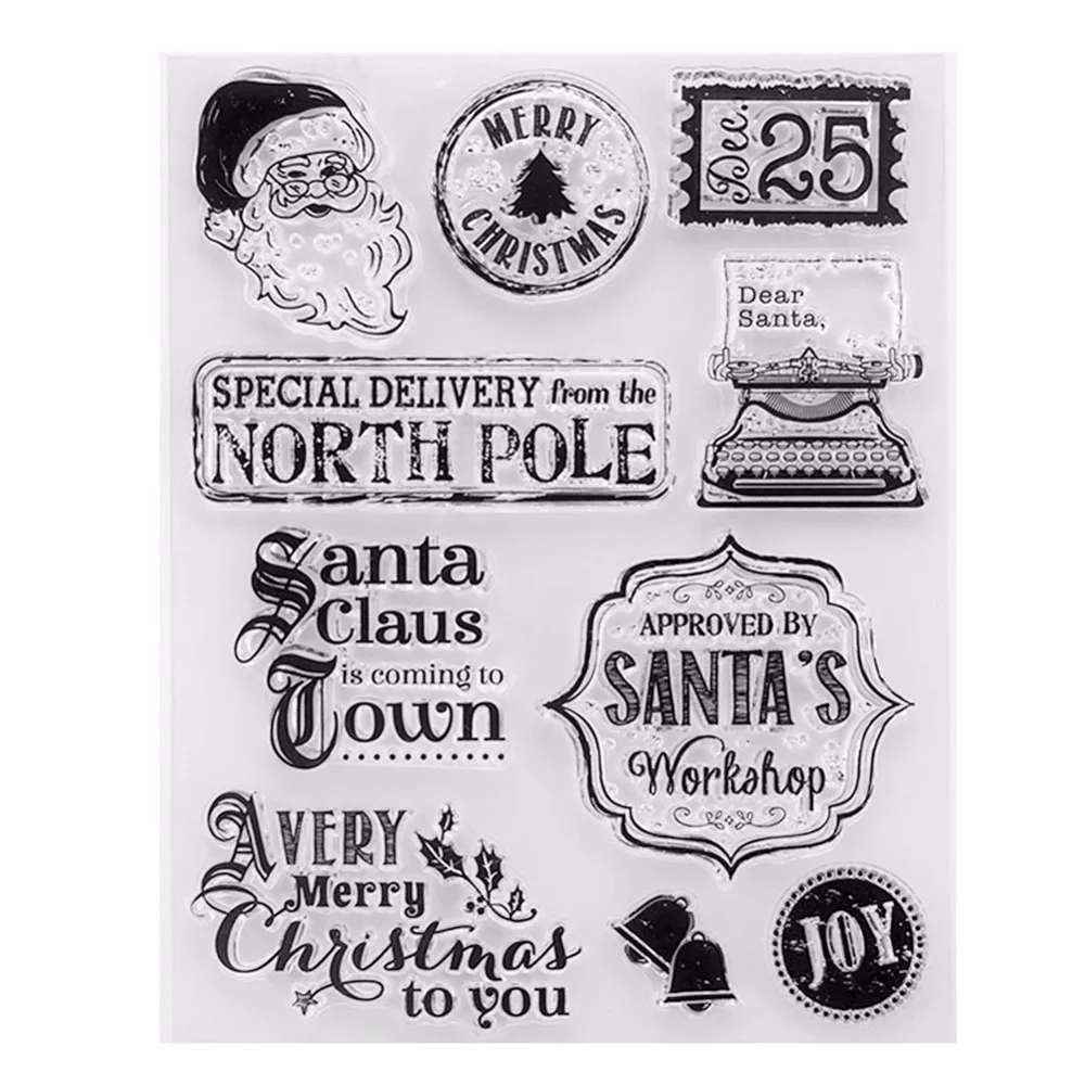 

Christmas Santa Claus Transparent Clear Silicone Stamp/Seal for DIY Scrapbooking/Photo Album Decorative Card Making Clear Stamp