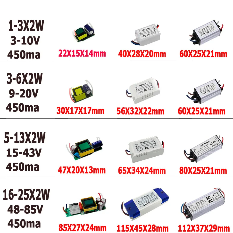Светодиодный трансформатор высокой мощности 1 Вт 5 10 20 30 36W40W50W60W 300ma 450ma 600ma 900ma