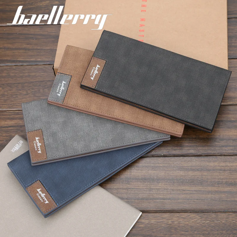 Повседневный тонкий кошелек Baellerry для мужчин длинные бумажники Холщовый мужской