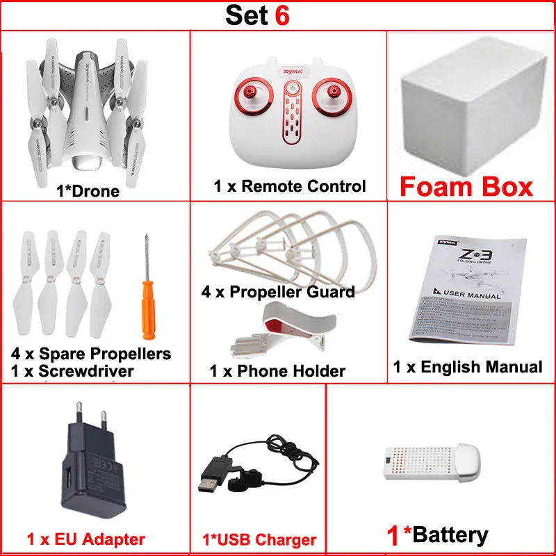Syma Z3 Умный складной FPV RC Квадрокоптер оптический поток Дрон с HD Wifi камерой в реальном времени удержание высоты поток парение Безголовый режим - Цвет: set6