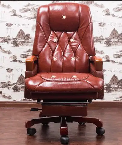 Босс стул. Натуральная кожа компьютерный стул. Домашние массажные может лежать в кожаное кресло. Твердой древесины подлокотник офисные