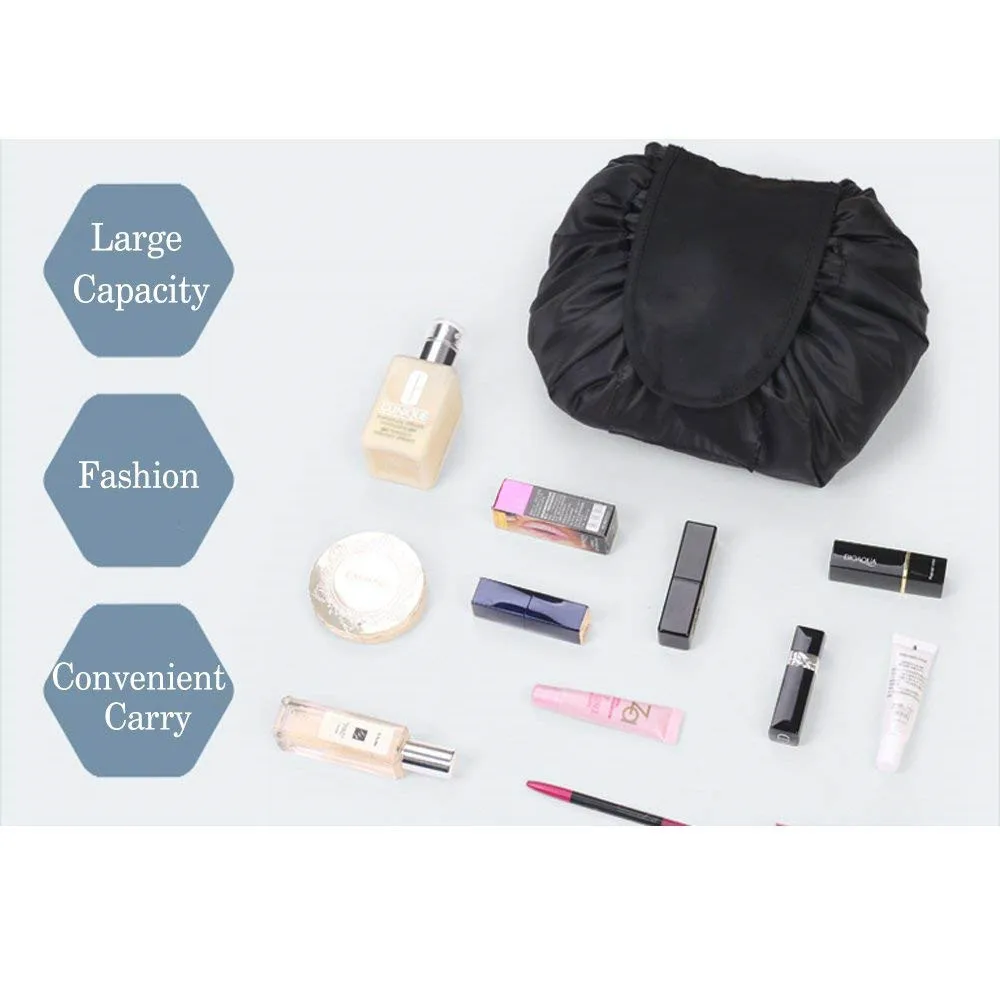 Large Capacity Lazy Makeup Toiletry Bag Drawstring Portable Travel Casual Waterproof Quick Pack Magic Makeup Storage Bag Perfect for Women Girls (Black)05