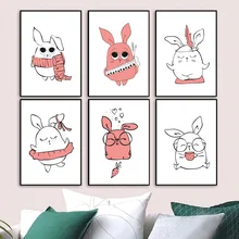 Rabbit Nordic Posters And Prints Bunny Wall Art Canvas Painting Wall Pictures For Kids Bedroom Baby Boy Girl Room Nursery Decor