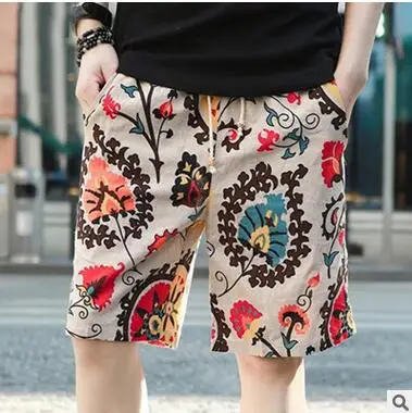 best men's casual shorts Men's beach shorts personality printing 2020 summer thin section breathable comfort casual men's linen shorts large size 5XL black casual shorts Casual Shorts