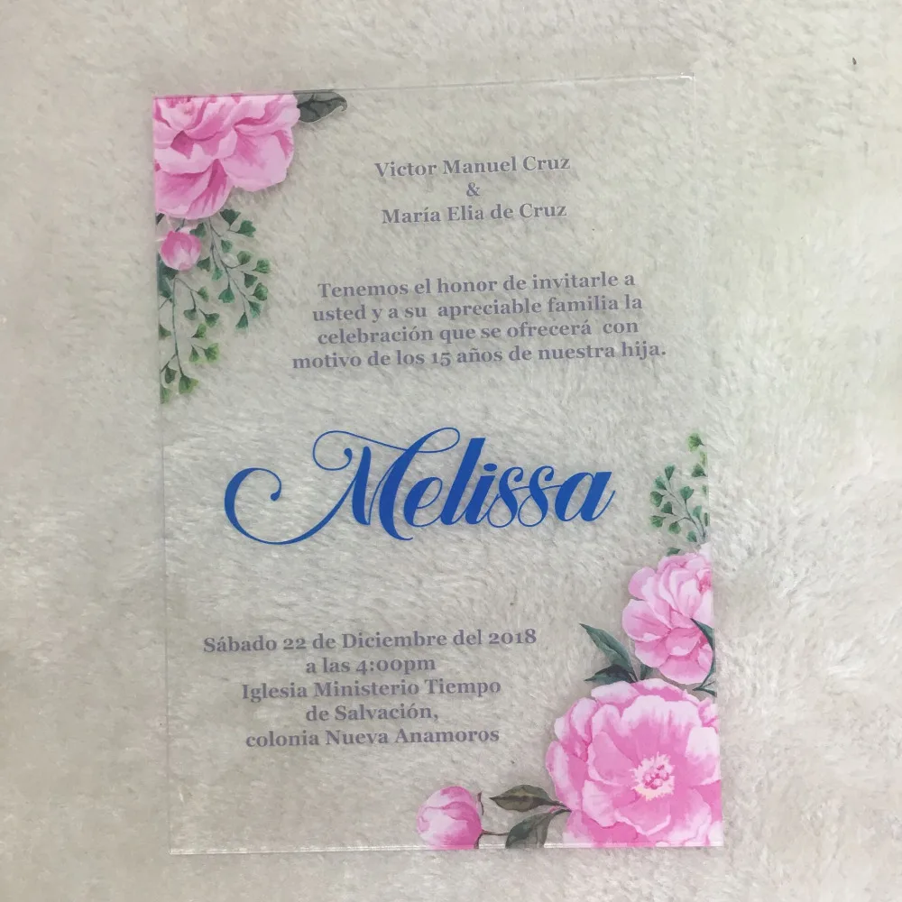  Nice luxurious wedding invitation card colorful printing flower acrylic card greeting invitations w - 32915649835