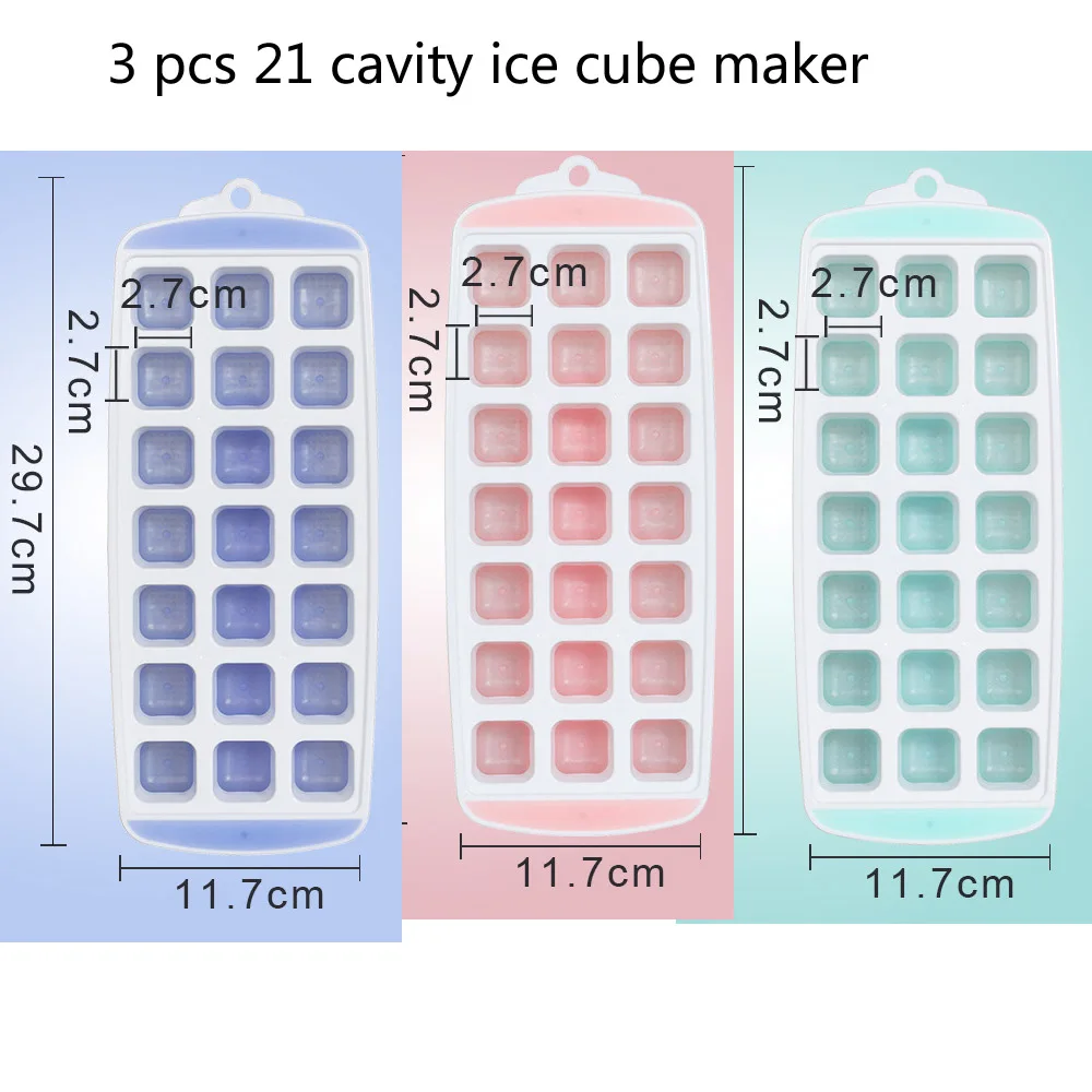 3-pack 4/21/36 силиконовые полости Ice поднос для льда с влагозащищенная Съемная крышка, легко вынимается стекируемые самодельный лед производитель кубиков - Цвет: B