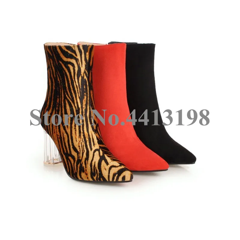 Rond Pour D'hiver Zip Cheville as Picture Transparent Pointu As Talons Femmes Léopard Chaud Bottes Bout Courtes Chaussures Picture Femme Noir Sexy t6qP8zHq