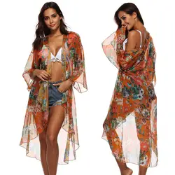 Robe De Plage купальники 2019 купальник Женские платья платье Пляжная одежда женское закрытое бикини с цветочным принтом с длинным рукавом