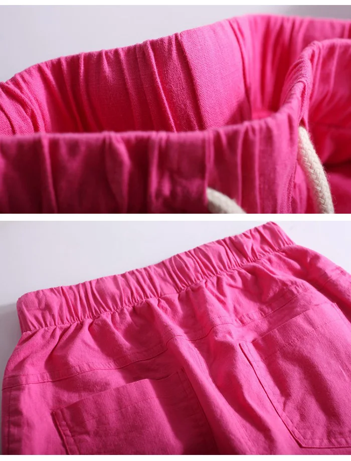 Летние женские повседневные брюки капри модные хлопковые льняные брюки с эластичной резинкой на талии шаровары брюки 11 цветов