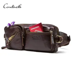 CONTACT'S Натуральная кожа Мужская поясная сумка новый маленький поясная сумка наивысшего качества мужской талии сумка для сотового телефона