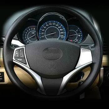 

For Toyota Vios/Yaris sedan 2014 2015 2016 Car Styling Accessories ABS Chrome Car Steering wheel Button frame Cover Trim