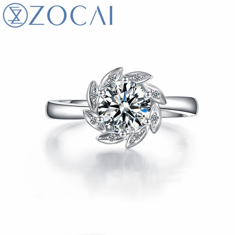 

ZOCAI New Arrived natural certificated 0.3CT / 0.19CT diamond engagement/wedding rings free engrave 18k white gold (AU750)