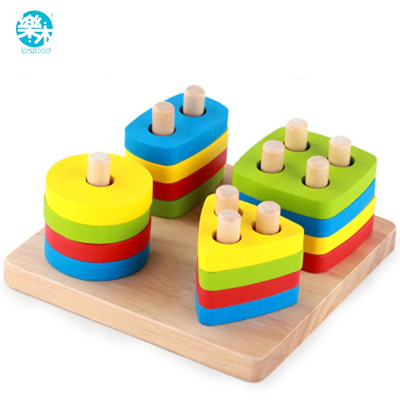 Baby toys Wooden blocks shape jointed board montessori teaching leaning education building chopping block match toy