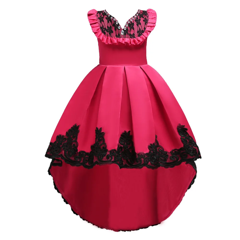 

2019 Children's Dress Kids Sleeveless Beading Dresses Embroidery Pageant Wedding Flower Girl Ball Gowns Sukienki Robe Fille