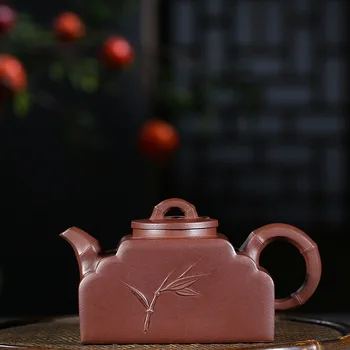 

Yixing purple clay pot famous artisanal raw ore Purple mud semi-bamboo pot health tea Kungfu Teapot Tea Set Gifts