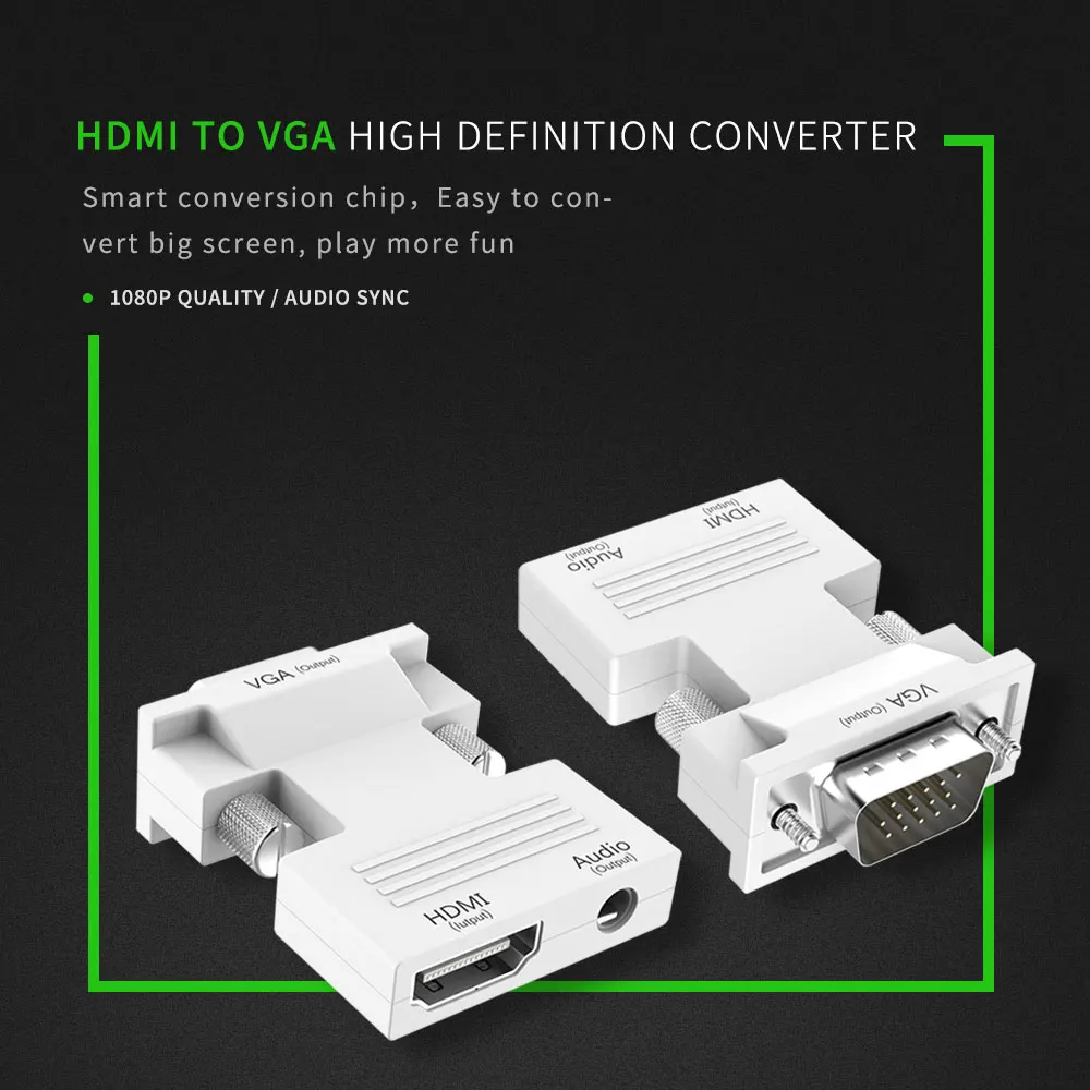 Hdmi إلى vga محول الإناث إلى الذكور مع انتقال الصوت HDMI-VGA إشارة الصوت محول محول 1080 وعاء ل hdtv العارض Hdmi إلى vga محول الإناث إلى الذكور مع انتقال الصوت HDMI-VGA إشارة الصوت محول محول 1080 وعاء ل hdtv العارض