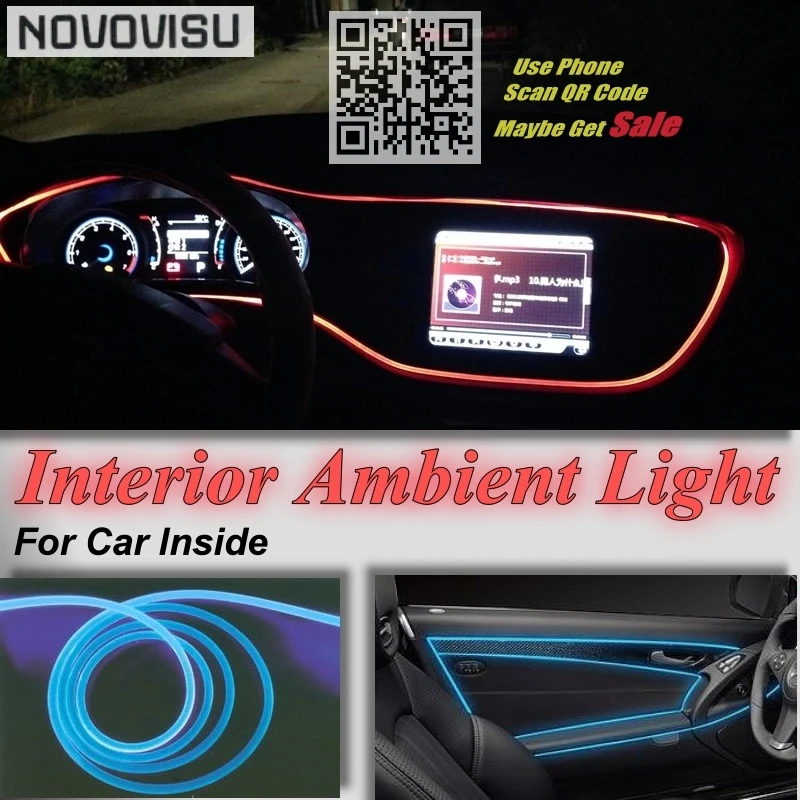 NOVOVISU For Lincoln MKT Car Interior Ambient Light Panel illumination For Car Inside Tuning Cool Strip Refit Light Optic Fiber