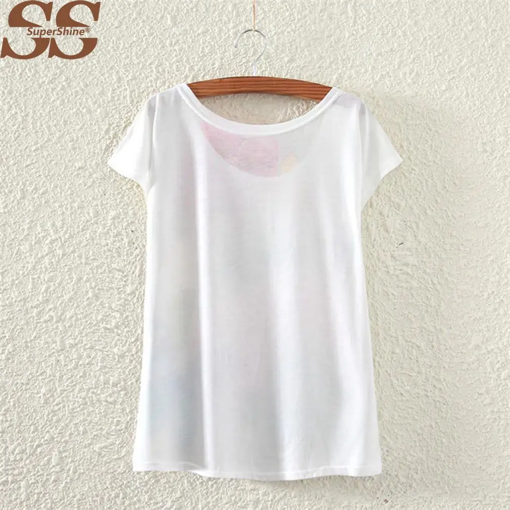 16 Colors 2016 Cotton T Shirt Women Floral Flowers Print T Shirts Women Tops Emoji Funny butterfly T-Shirt Femme Clothes