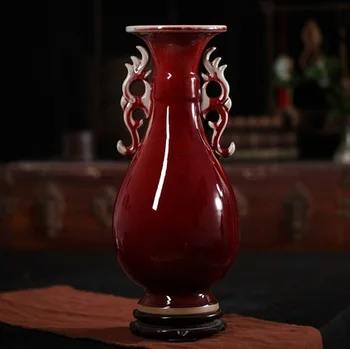

Jingdezhen ceramics porcelain antique vase fambe red ears Home Furnishing living room decoration classical ornaments
