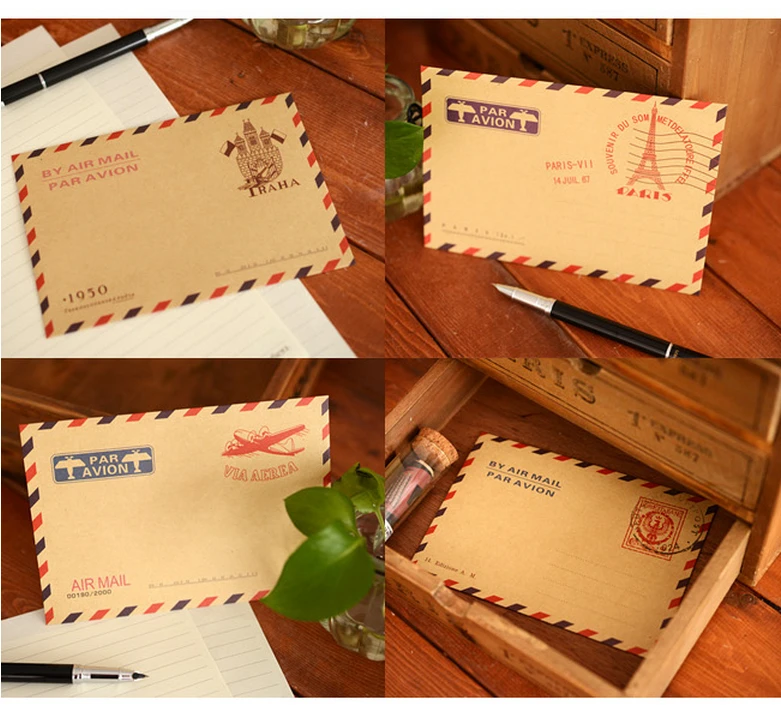 4 упак./лот(40 шт.) Мини Ретро винтажный бумажный конверт модные милые Kawaii корейские канцтовары оптом