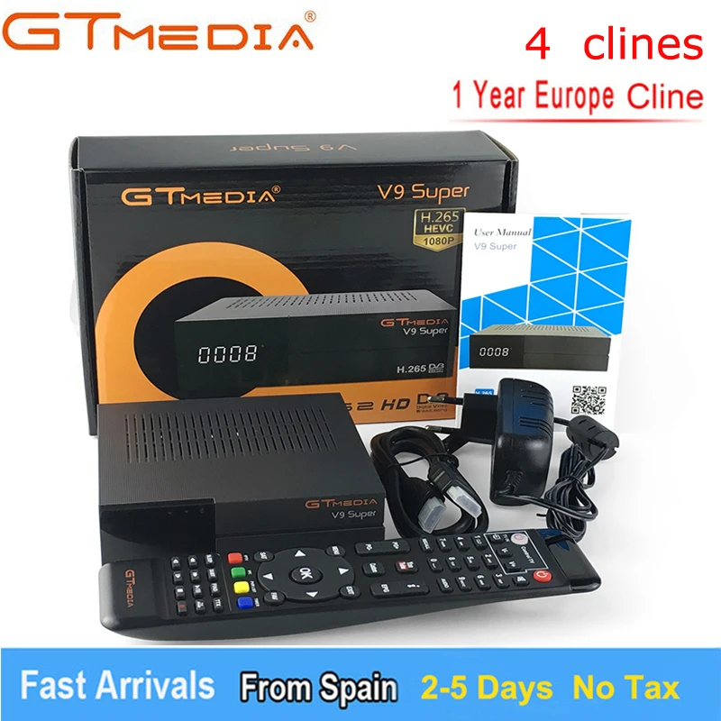 Beste GTmedia V9 Super Meer dan Freesat V8 Super V8 NOVA DVB S2 Satelliet TV Ontvanger Receptor Decoder + 1 Jaar 4 lijnen Europese CCcam