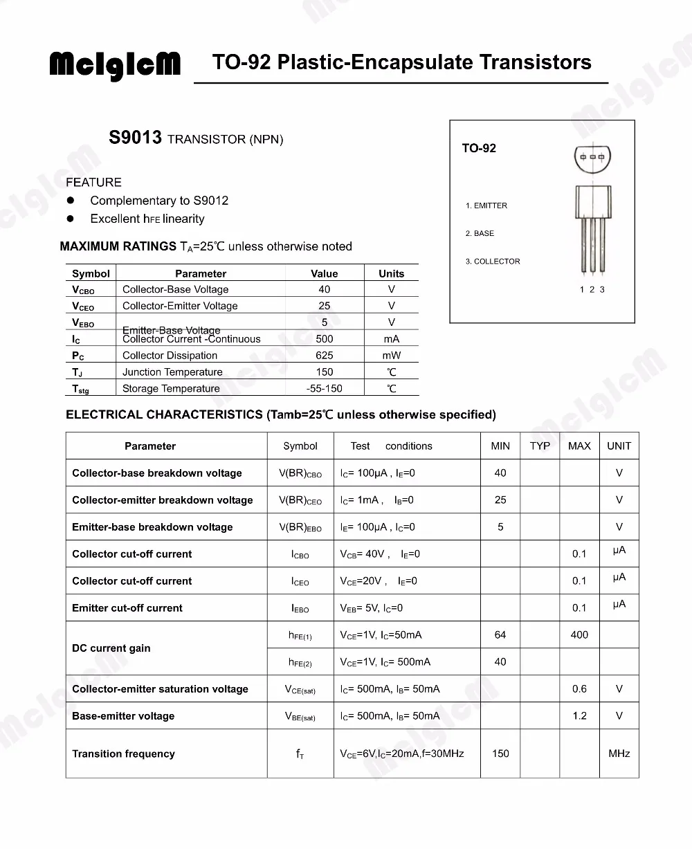 MCIGICM 5000 шт S9013 линейный полупроводниковый Триод TO-92 0.5A 40V NPN