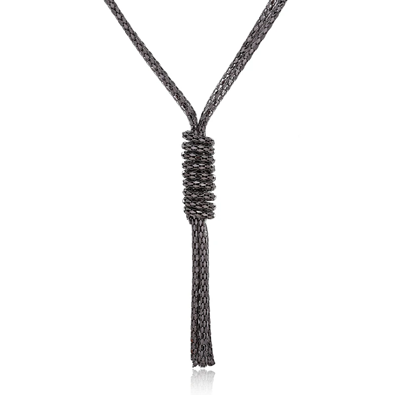 XIYANIKE модные Винтаж пистолет черные длинные кисточкой кулон ожерелья для Для женщин заявление ожерелья свитер цепи колье воротник N67