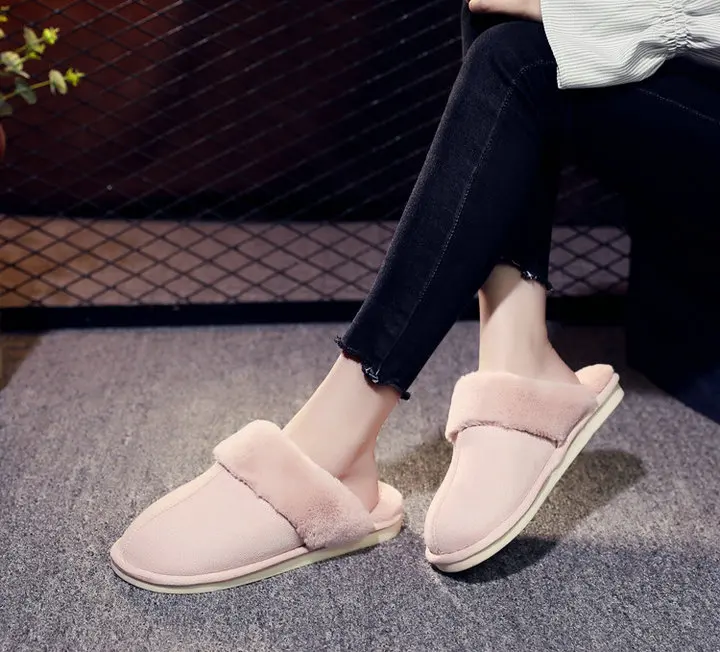 New Arrival Durable Home Slippers Unisex Micro Suede Upper Sheepskin Warm Comfortable Fur Plush Winter Slippers (26)