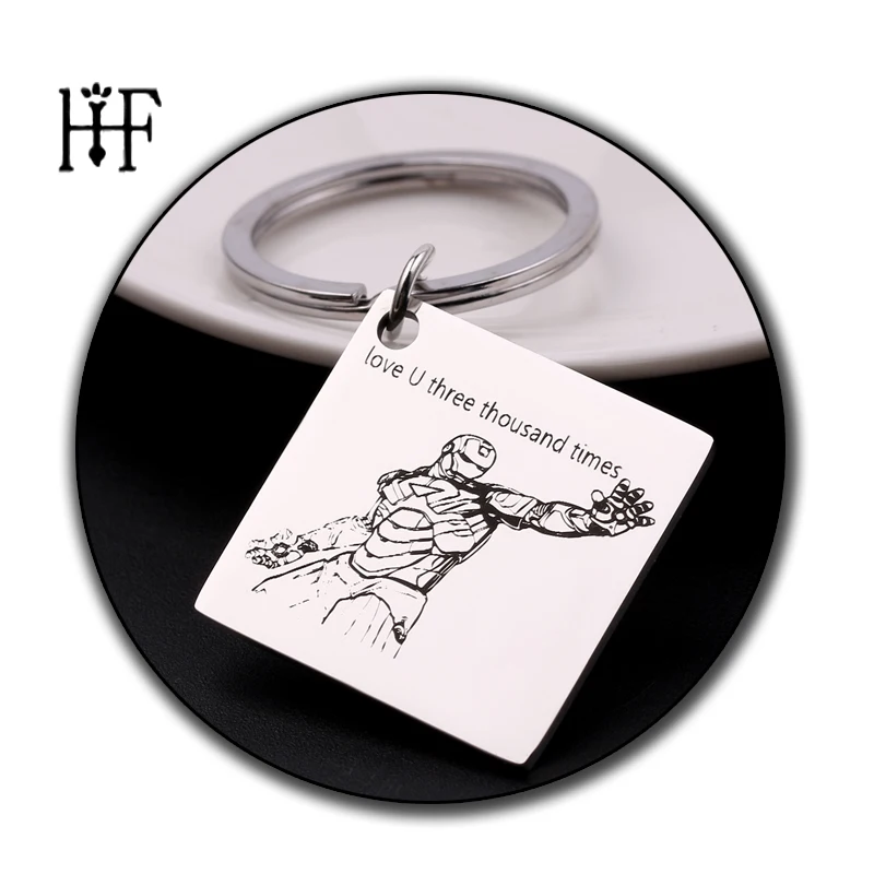 

Iron Man Tony Stark Keychain Marvel The Avengers 4 Love you 3000 times Key Ring Car Key Chain Holder Porte Clef Daughter Gift